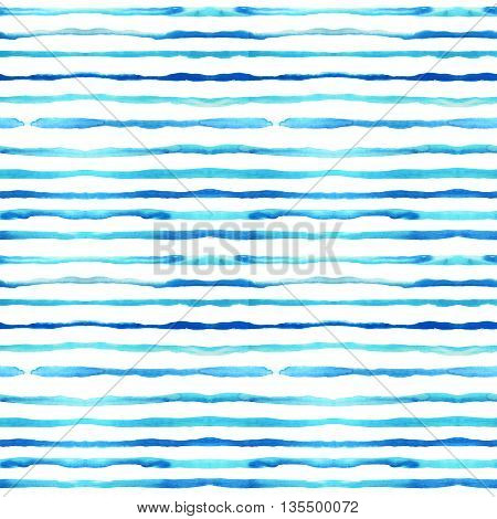 Seamless pattern with blue watercolor lines. Ink illustration. Hand drawn watercolor ornament for wrapping paper. Hand drawn colorful background.