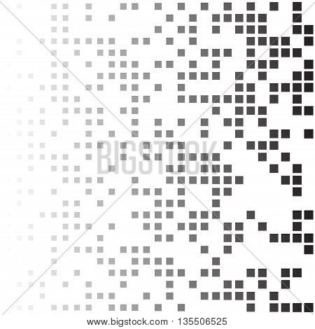 halftone black and white abstract background from randomly placed squares