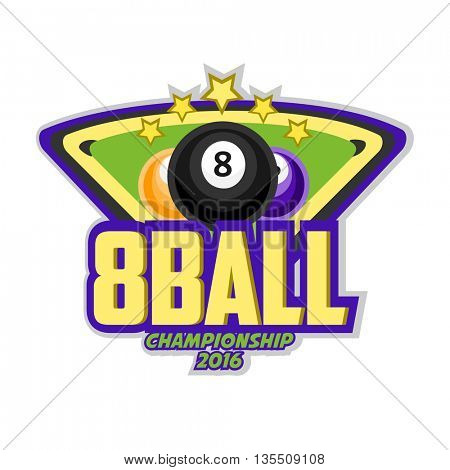 Vector Design Billiards, pool and snooker sport icon. Poolroom emblems design with balls. Vector Illustration. Isolated on White.