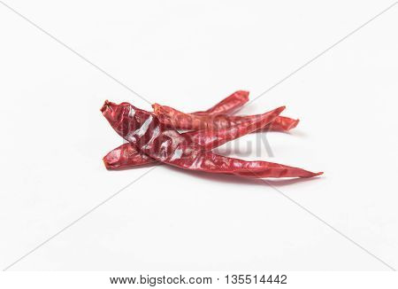 closeup dry red chilli dry red chillie dry red chili dry red pepper isolated on white background.