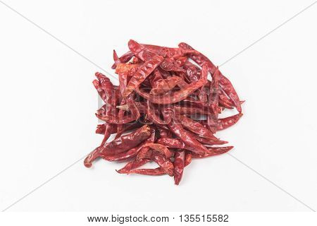 closeup dry red chilli dry red chillie dry red chili dry red pepper isolated on white background.