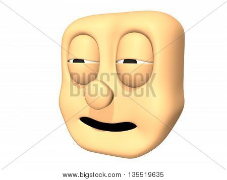 Funny 3D sleeping head icon of cartoon character.