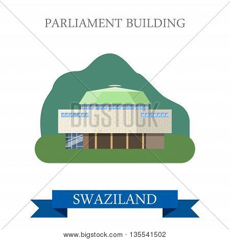 Parliament Building in Swaziland Flat web vector illustration