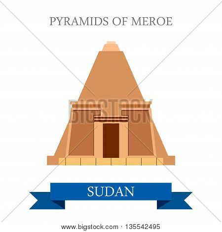 Pyramids Meroe Sudan Flat style historic web vector illustration