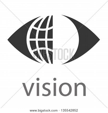 Logo for Business with a global or world symbol within an eye above the word Vision