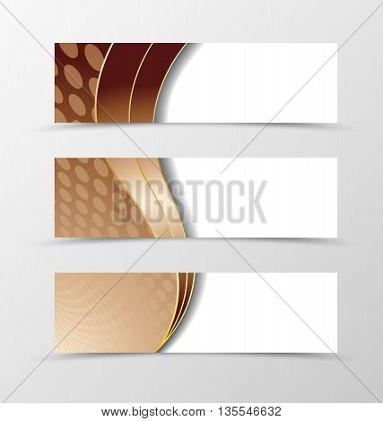 Set of banner wave design. Light banner for header in coffee with milk color. Design of banner in circle surface style. Vector illustration