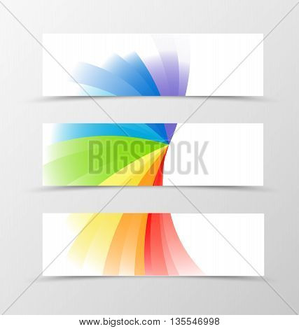 Set of banner rainbow design. Bright banner for header. Design of banner in spectrum style. Vector illustration