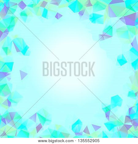 Shades of blue cyan square abstract polygonal geometric background -- low poly. Vector illustration
