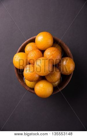 Gulab jamun, or gulaab jamun, is a milk-solids-based sweet mithai
