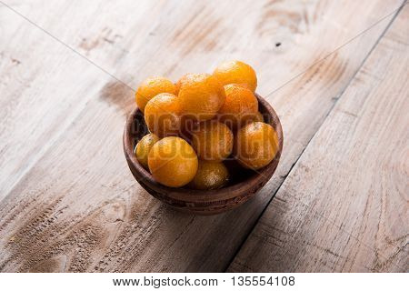 Gulab jamun, or gulaab jamun, is a milk-solids-based sweet mithai