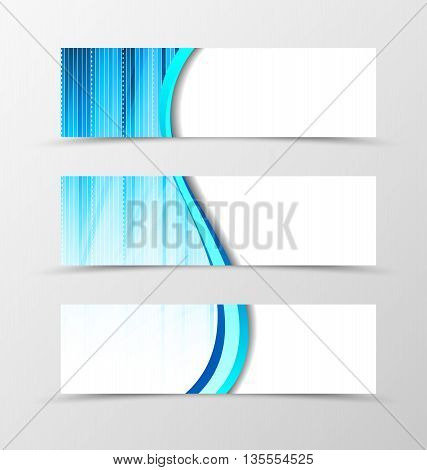 Set of banner spectrum design. Light banner for header in blue color. Design of banner in smooth wave style. Vector illustration
