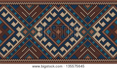 raditional Tribal Aztec Seamless Pattern on the Wool Knitted Texture. Knitted Sweater Design