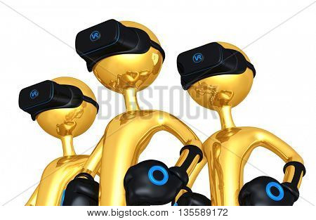 Virtual Reality VR Team 3D Illustration
