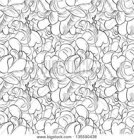 Hand painted watercolor vector flowerseamless pattern background
