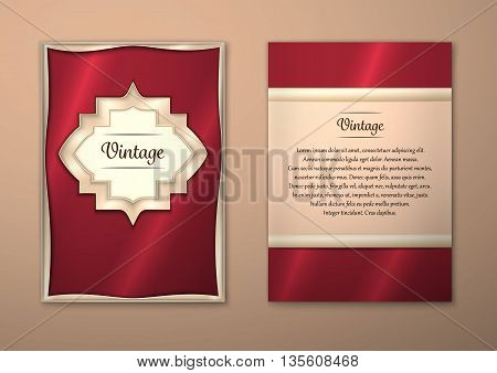 Vector Brochure Flyer royal design Layout template size A5. Gold frame. Front page and back page. Easy to use and edit.