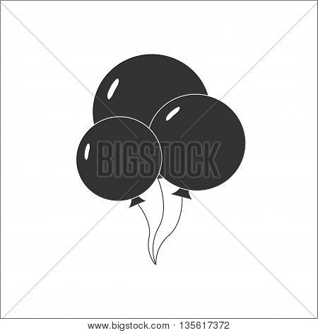 Balloon icon vector. Black and white. 3 balloons.