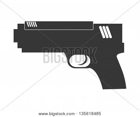 Justice and law represented by gun over isolated and flat background
