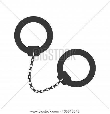 Justice and law represented by handcuffs over isolated and flat background