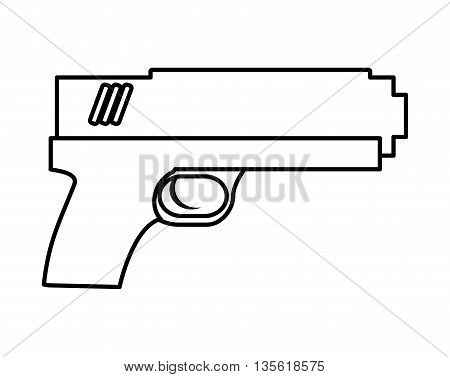 Justice and law represented by gun over isolated and flat background