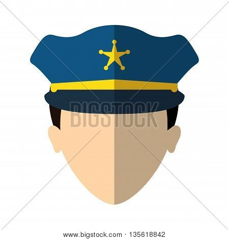 Justice and law represented by policeman over isolated and flat background