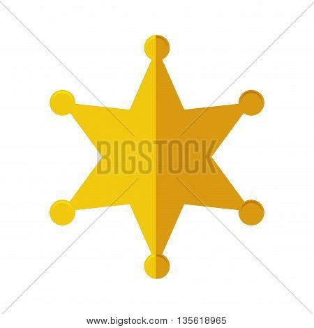 Justice and law represented by gold star over isolated and flat background