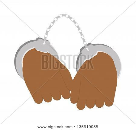 Justice and law represented by handcuffs menu over isolated and flat background