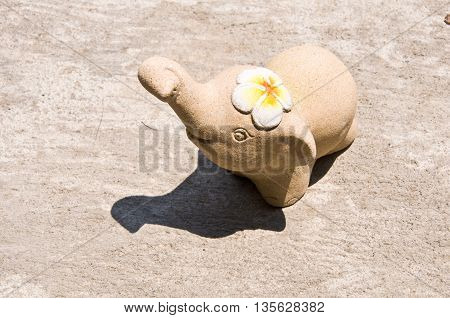 Brown cute elephant statue cement hand made.