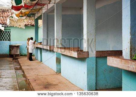 Bayamo Cuba - January 13 2016: Typical scene from one of the markets where Cubans can sell their fruits and Vegetable