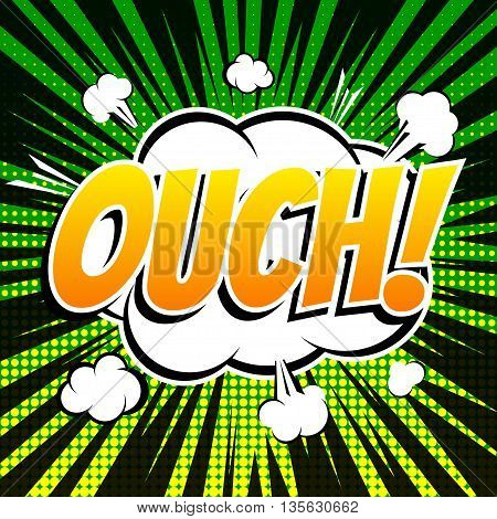 Ouch comic book bubble text retro style
