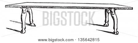 Bronze bench found in tequila, vintage engraved illustration. Magasin Pittoresque 1836.