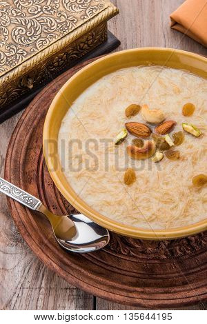 sweet Kheer or khir payasa, gil-e-firdaus, fereni also known as Sheer Khurma Seviyan, popular sweet dish