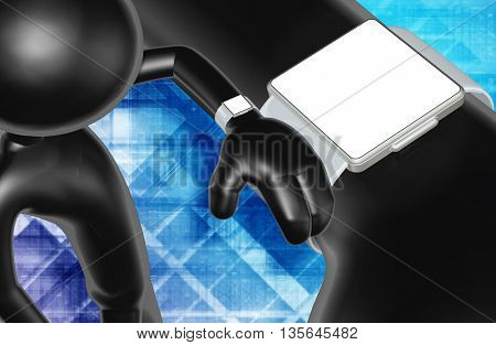 Using Smart Watch Concept Blank Sceen 3D Illustration