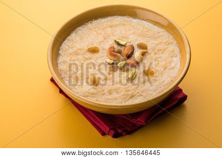 sweet Kheer or khir payasa, gil-e-firdaus, fereni also known as Sheer Khurma Seviyan, popular sweet dish