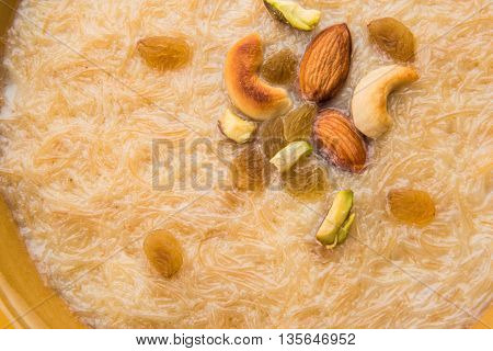 sweet Kheer or khir payasa, gil-e-firdaus, fereni also known as Sheer Khurma Seviyan, popular sweet dish
