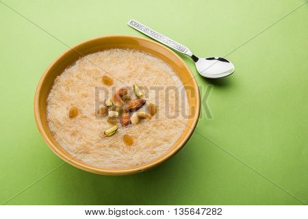 sweet Kheer or khir payasa, gil-e-firdaus, fereni also known as Sheer Khurma Seviyan, popular sweet dish