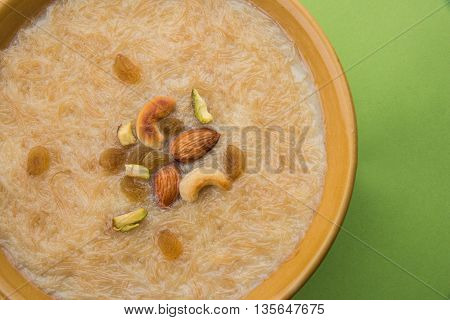 sweet Kheer or khir payasa, gil-e-firdaus, fereni also known as Sheer Khurma Seviyan, popular sweet dish