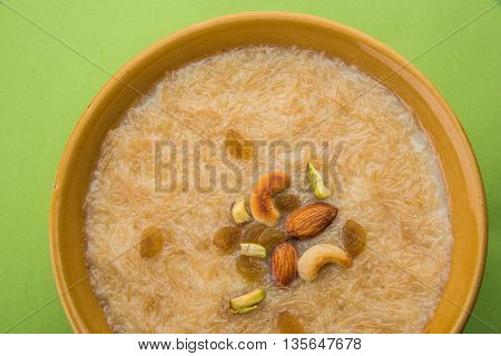 sweet Kheer or khir payasa, gil-e-firdaus, fereni also known as Sheer Khurma Seviyan, popular sweet dish