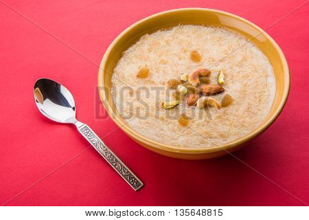sweet Kheer or khir payasa, gil-e-firdaus, fereni also known as Sheer Khurma Seviyan, popular sweet dish