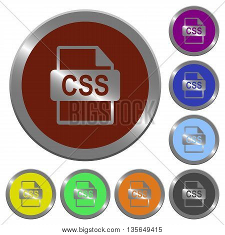 Set of color glossy coin-like CSS file format buttons.