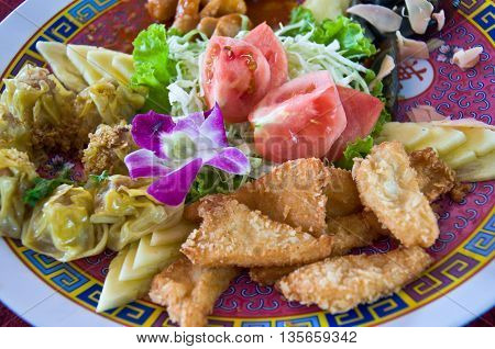 hors-d'oeuvre with eggs Chinese snacks vegetable spork