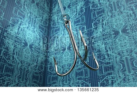 Phising Digital Safety Concept Fishing Hook In Digital Enviroment