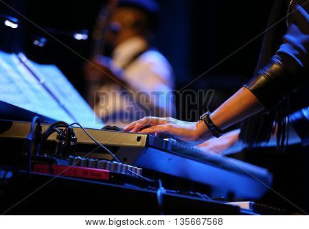 CRACOW POLAND - MARCH 16 2016: Famous American drummer Billy Cobham live on stage in ICE Cracow Poland