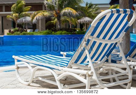 Sun lounger on the swimming pool in Cuba