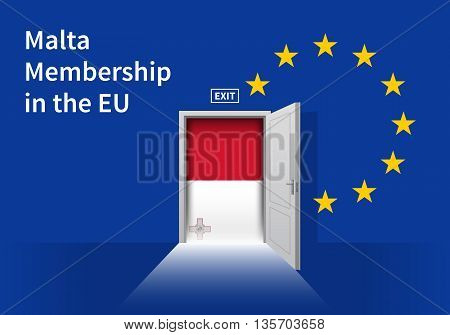 Flag of the Malta and the European Union. Malta Flag and EU Flag. Abstract Malta exit in a wall