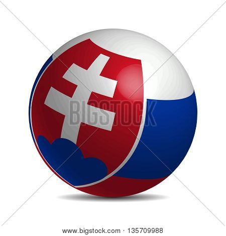 Slovakia flag on a 3d ball with shadow, vector illustration