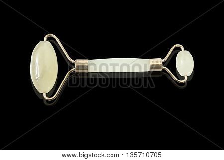 Guasa Massage river jade Chinese medical traditional tool Guasha made from jade. Believe Skin Detoxification and more beauty. Isolated on Black and objects with clipping paths