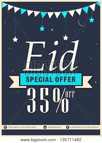 Stylish Eid Special Offer Sale Poster, Sale Banner, Sale Flyer, 35% Discount Offer, Sale Vector Illustration.