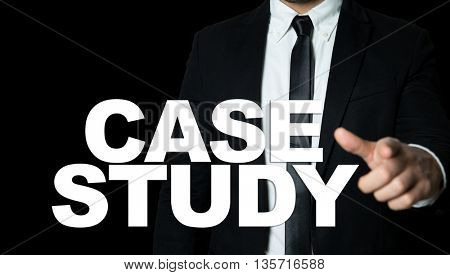Business man pointing the text: Case Study