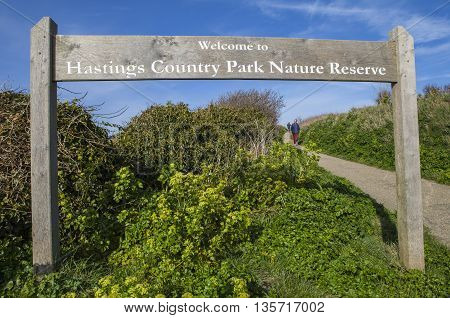HASTINGS UK - APRIL 1ST 2016: A view of the beautiful Hastings Country Park Nature Reserve in Hastings Sussex on 1st April 2016.