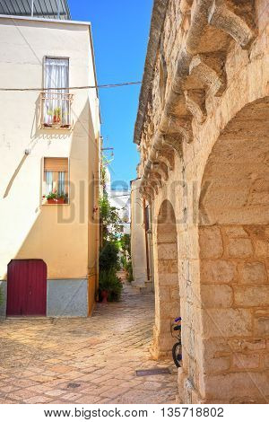 Perspective of an alleyway of Turi. Puglia. Italy.